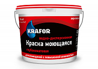Краска ВД "KRAFOR" интерьерная глубокоматовая моющаяся, 14кг