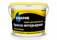 Краска ВД "KRAFOR" латексная интер.влагостойкая, 3кг
